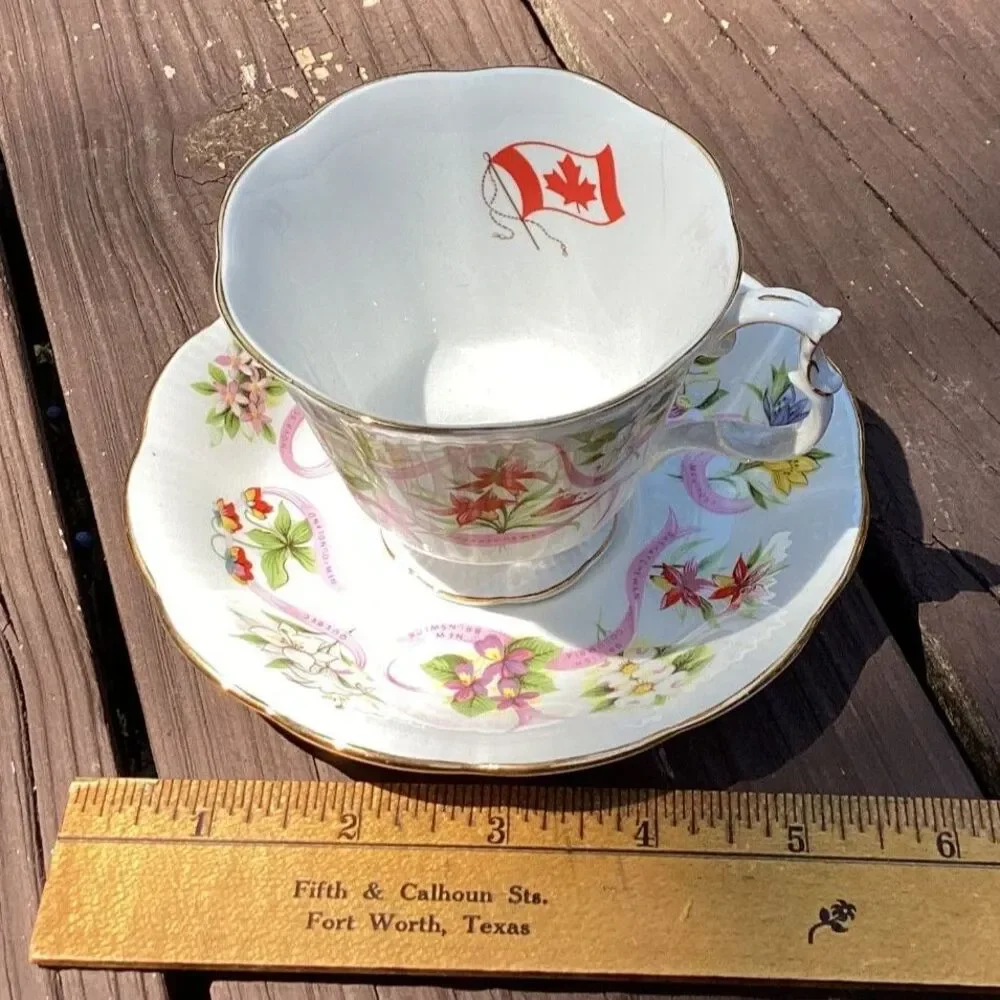 Royal Albert Our Emblems Dear Canada Provincial Flowers‎ Teacup Saucer Set-READ
